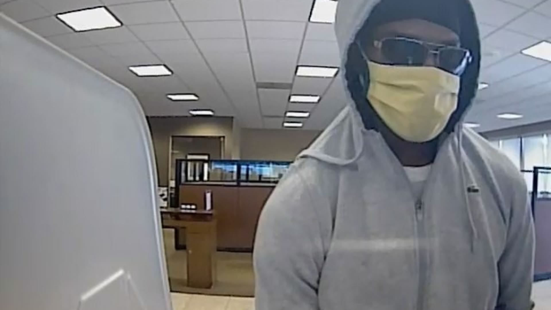 Suspected fraudster inside a Chase bank in Boca Raton, Florida.