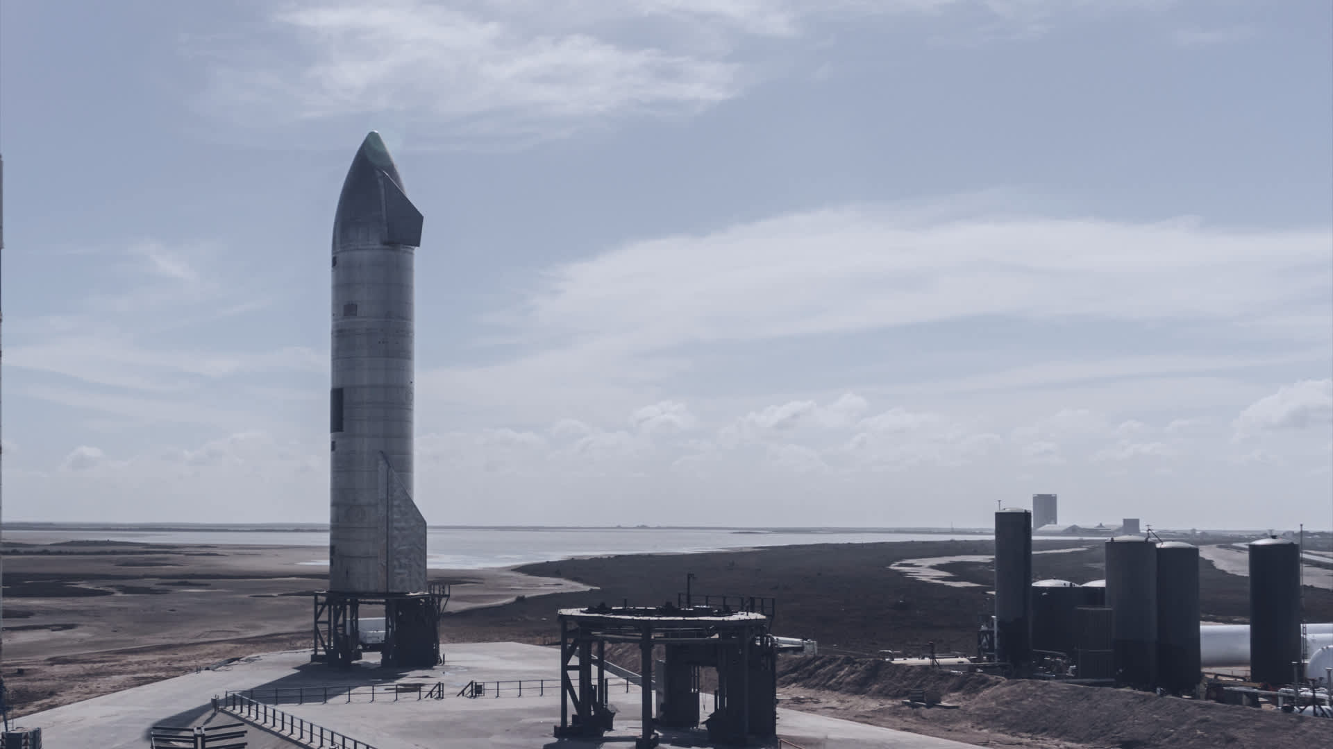 Starship prototype rocket SN11 stands on the launchpad at the company's facility in Boca Chica, Texas.