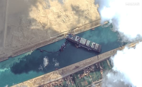 Cargo ship blocking the Suez is partially floated, says Suez Canal Authority