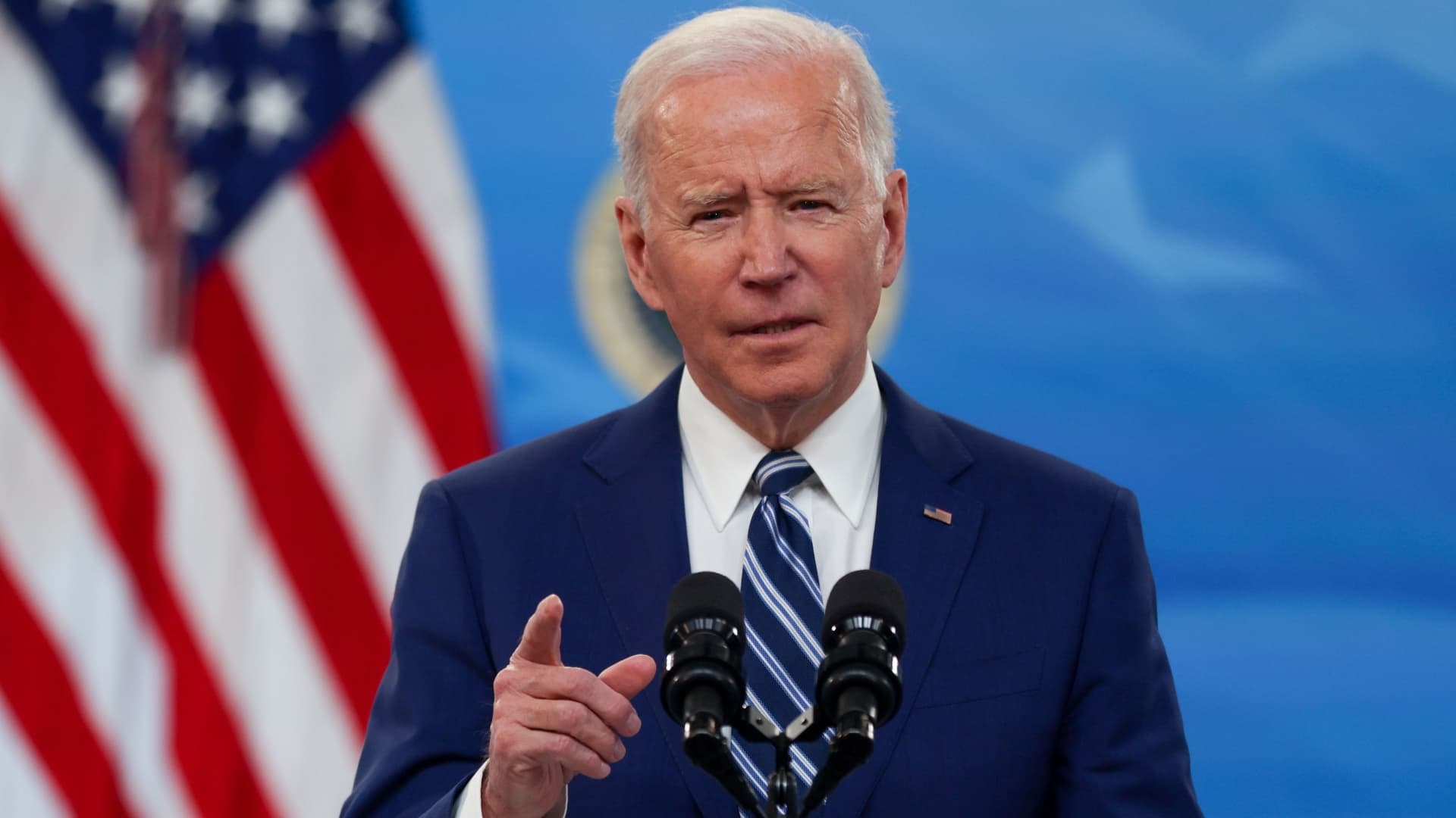 President Joe Biden delivers remarks after a meeting with his COVID-19 Response Team on the coronavirus disease (COVID-19) pandemic and the state of vaccinations, on the White House campus in Washington, U.S., March 29, 2021.