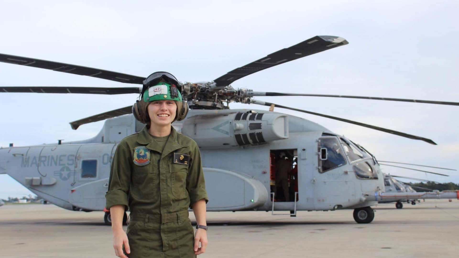 Erin Martin while working as a Marine Corps helicopter mechanic.
