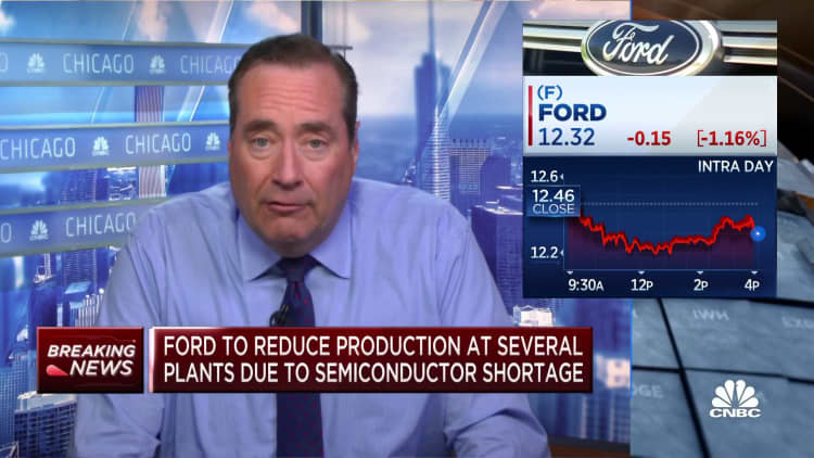 Ford will reduce production at several plants because of chip shortage