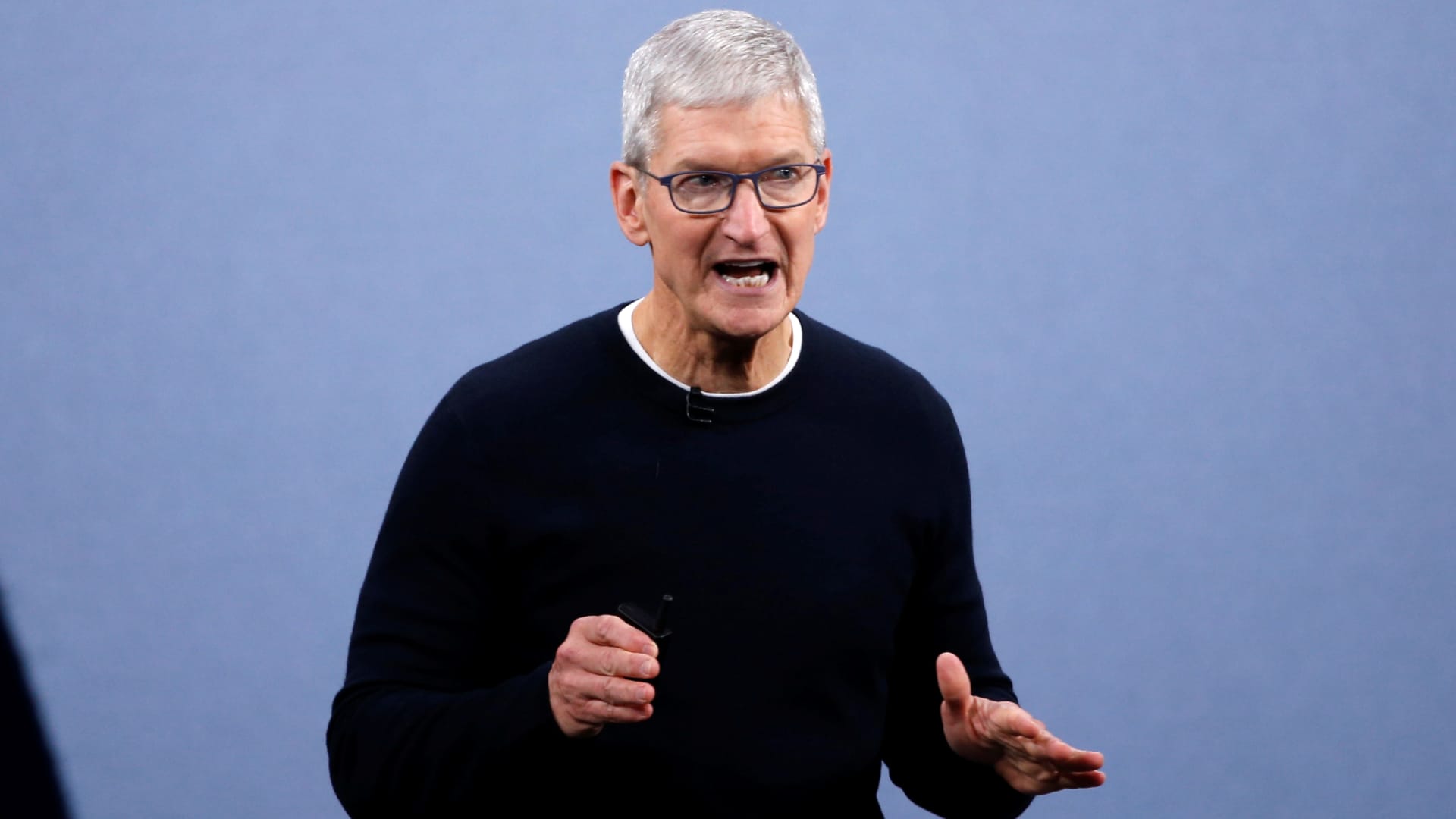 CEO Tim Cook speaks at an Apple event at the company's headquarters in Cupertino, California, September 10, 2019.