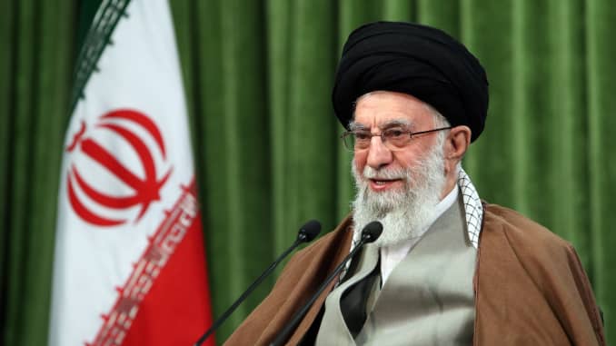 Iranian Supreme Leader Ayatollah Ali Khamanei speaks during a televised address in Tehran, Iran on March 21, 2021.