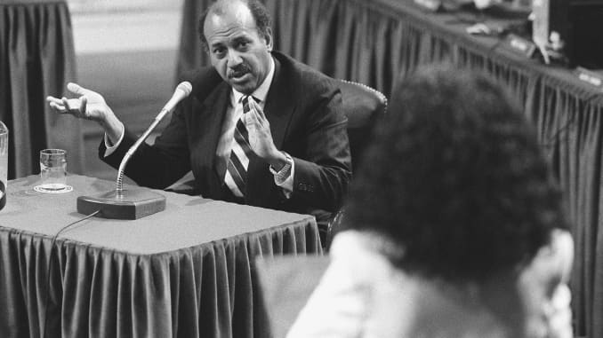 Alcee Hastings testifying at his impeachment trial in 1989.
