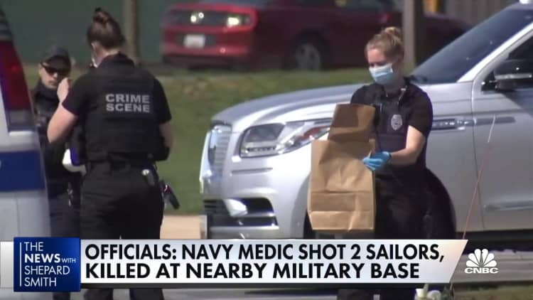 Navy medic shoots two sailors, is killed at nearby military base