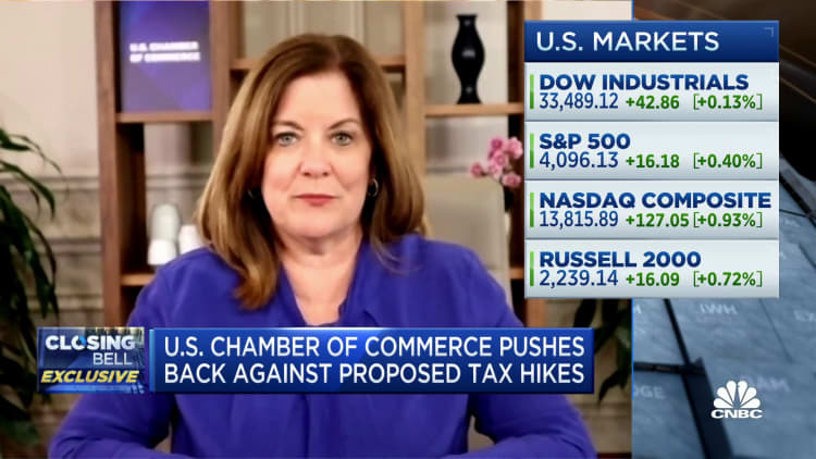 U.S. Chamber of CEO says tax hikes to pay for infrastructure bill will hurt businesses