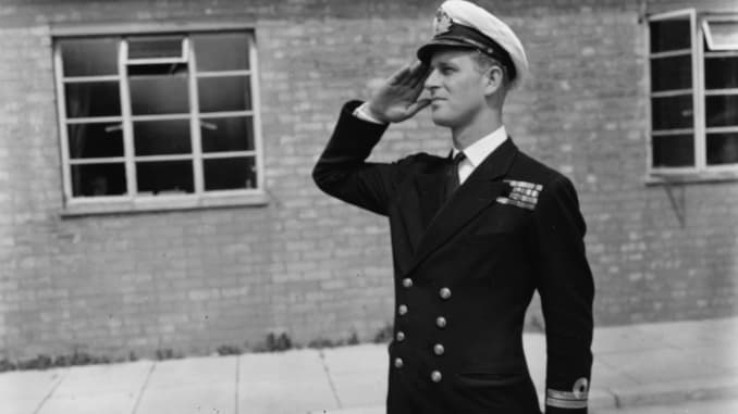 Lieutenant Philip Mountbatten, prior to his marriage to Princess Elizabeth, saluting as he resumes his attendance at the Royal Naval Officers School at Kingsmoor, Hawthorn, England, July 31st 1947.