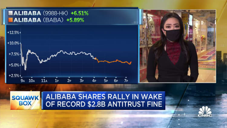 Alibaba shares rally in wake of record $2.8 billion antitrust fine