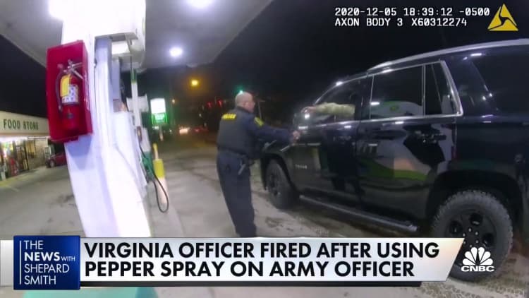 Virginia officer fired after using pepper spray on Army officer