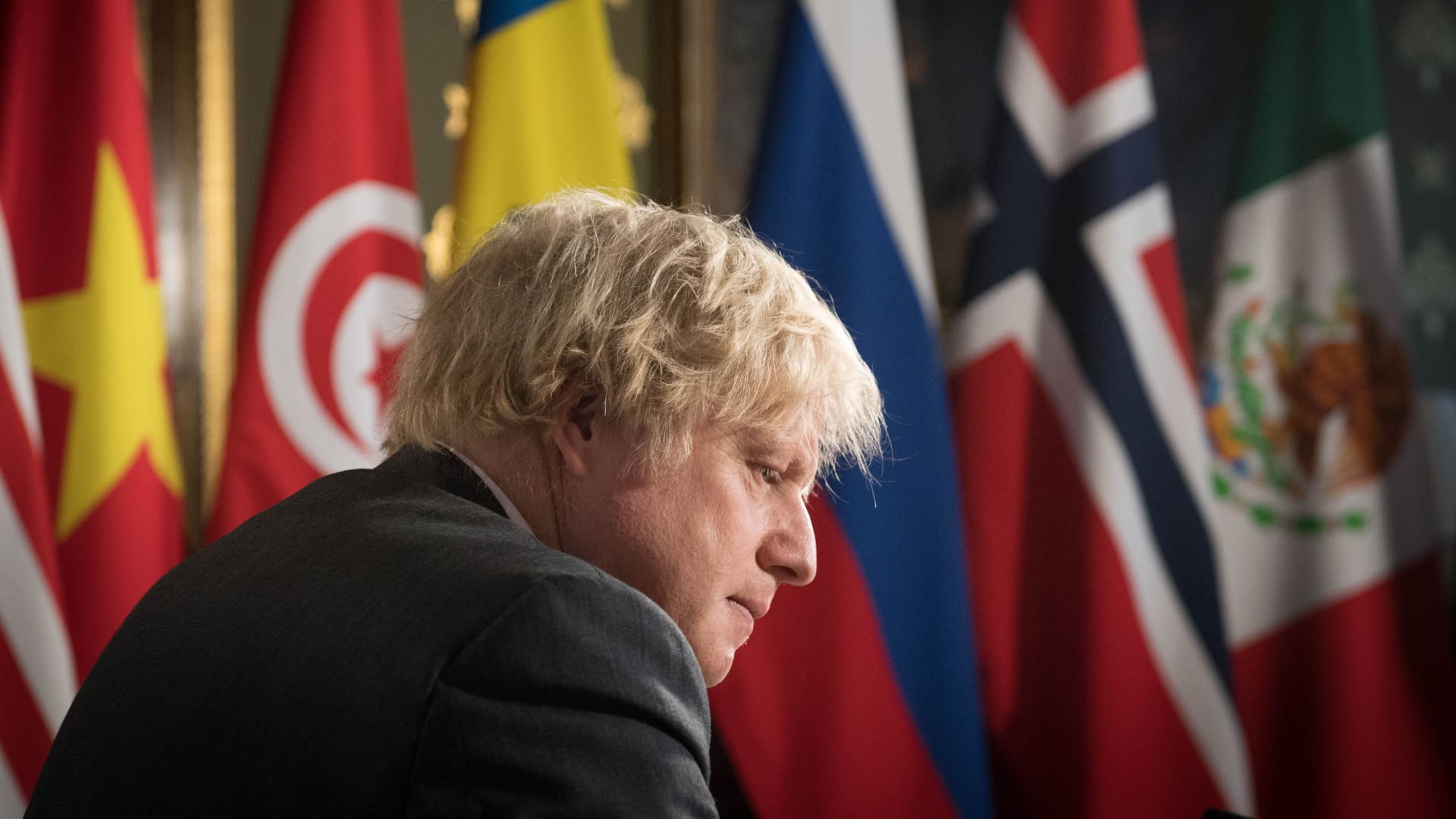 U.K. Prime Minister Boris Johnson chairs a session of the UN Security Council on climate and security at the Foreign, Commonwealth and Development Office on February 23, 2021 in London, England. The U.K. holds the security council's rotating presidency and is the host nation of this year's COP26 UN climate summit in Glasgow.