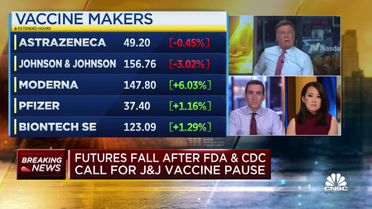 U.S. stock futures fall after FDA, CDC call for J&J vaccine pause