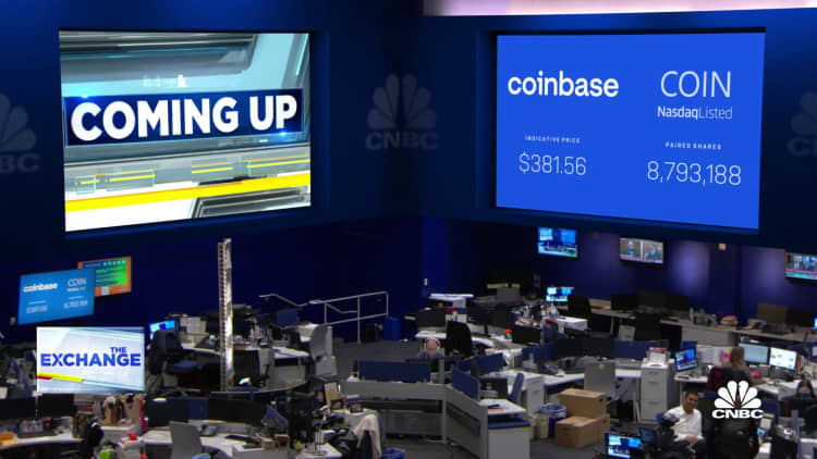 Coinbase opens for trading at $381 vs. $250 reference price