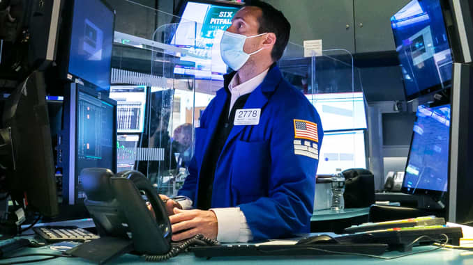 Trader on the floor of the New York Stock Exchange.