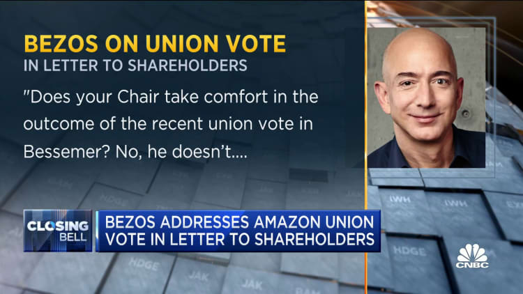 Bezos addresses Amazon union vote in letter to shareholders