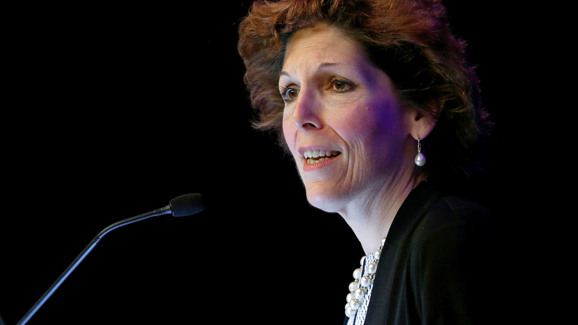 Cleveland Federal Reserve President and CEO Loretta Mester gives her keynote address at the 2014 Financial Stability Conference in Washington December 5, 2014.