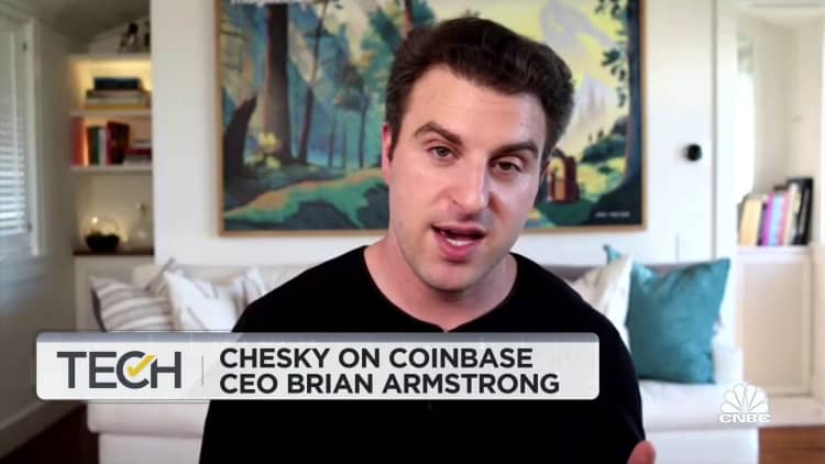 Airbnb CEO Brian Chesky says he's been looking at cryptocurrency