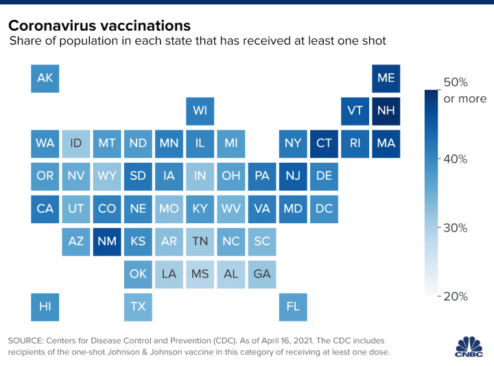 Covid-19 cases, deaths, and vaccinations: Daily U.S. data on April 16