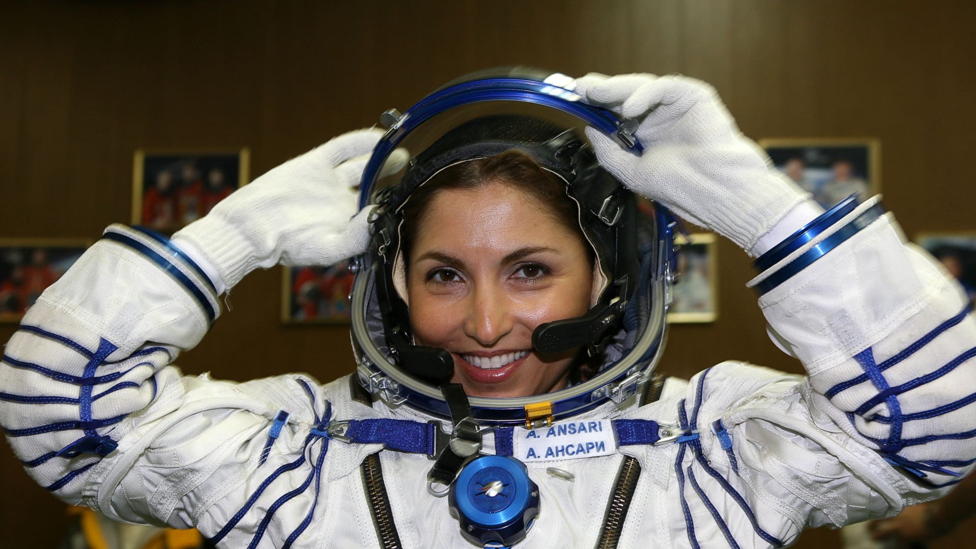 Space tourist Anousheh Ansari takes part in a training session at a Gagarin Cosmonaut Training Centre in Star City outside Moscow, Russia. Ansari blasted off on September 18, 2006 from Kazakhstan on a flight to the international space station, the Iranian-born American, a telecommunications entrepreneur, was accompanied by a U.S.-Russian crew on the Soyuz TMA-9 capsule.