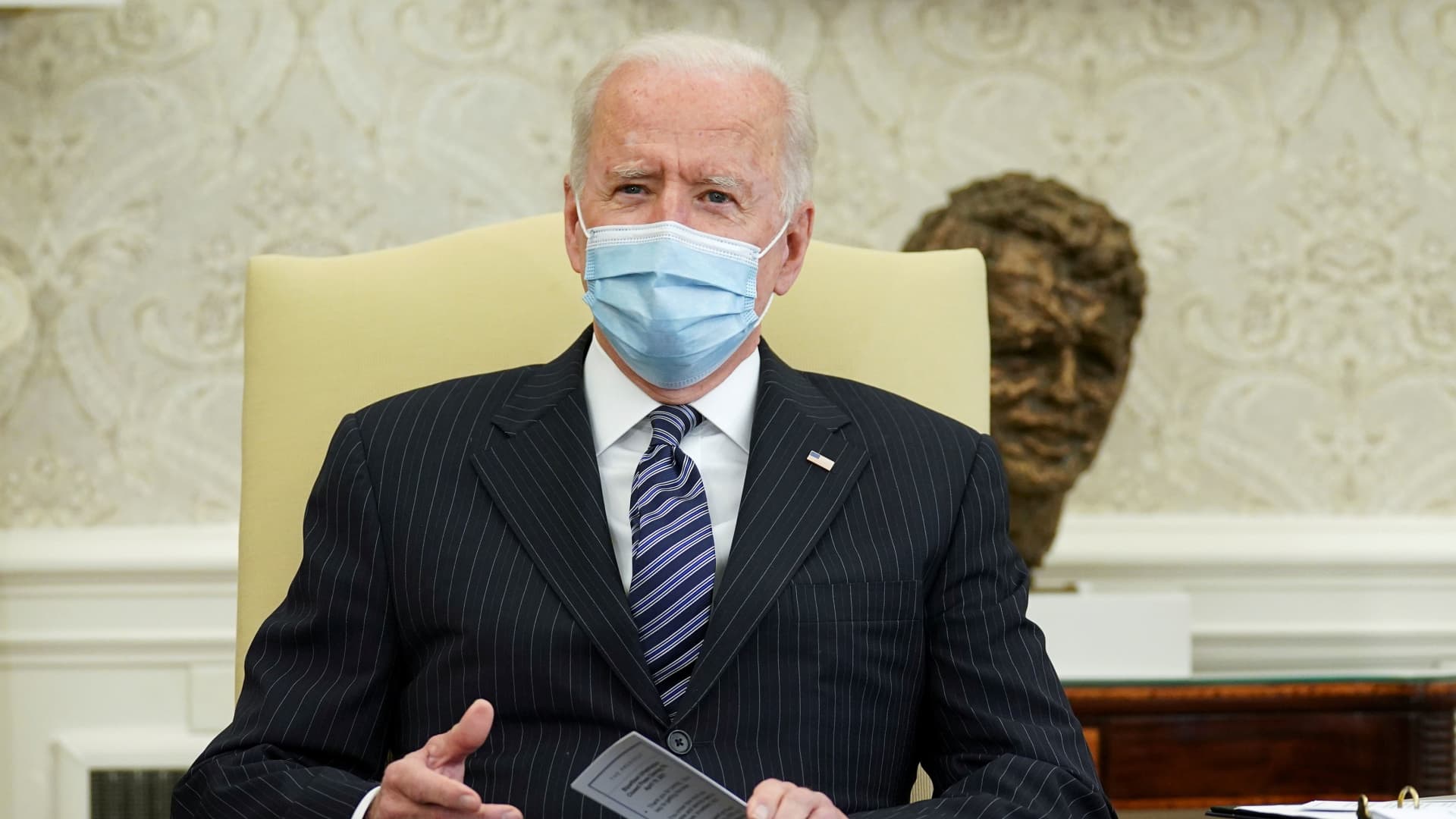 U.S. President Joe Biden holds a bi-partisan meeting on the American Jobs Plan at the White House in Washington, U.S., April 19, 2021.