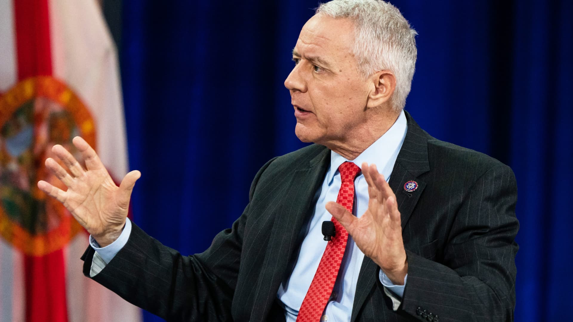 Representative Ken Buck, a Republican from Colorado, speaks during a panel discussion at the Conservative Political Action Conference (CPAC) in Orlando, Florida, on Saturday, Feb. 27, 2021.