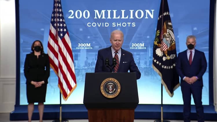 President Biden speaks after 200 million vaccines