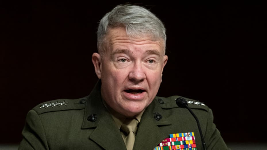 Marine Corps Gen. Kenneth McKenzie Jr., commander of the U.S. Central Command testifies before the Senate Armed Services Committee during its hearing on the "U.S. Central Command and U.S. Africa Command in review of the Defense Authorization Request for F