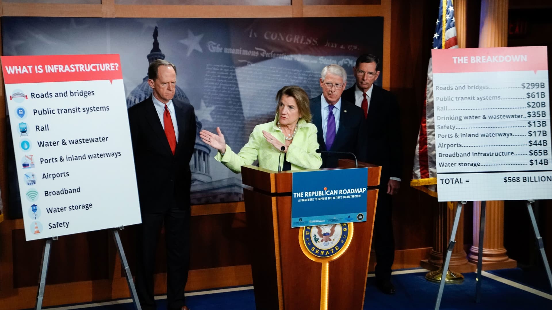 Shelley Capito (R-WV) speaks during a news conference to introduce the Republican infrastructure plan, at the U.S. Capitol in Washington, U.S., April 22, 2021.