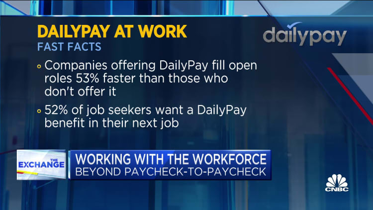 Employees can access pay as they earn it with DailyPay, but for a fee