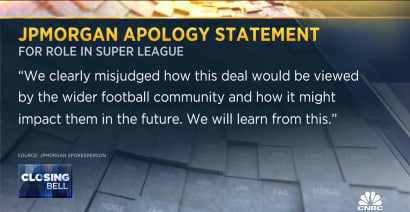 J.P. Morgan apologizes for its role in Super League for soccer