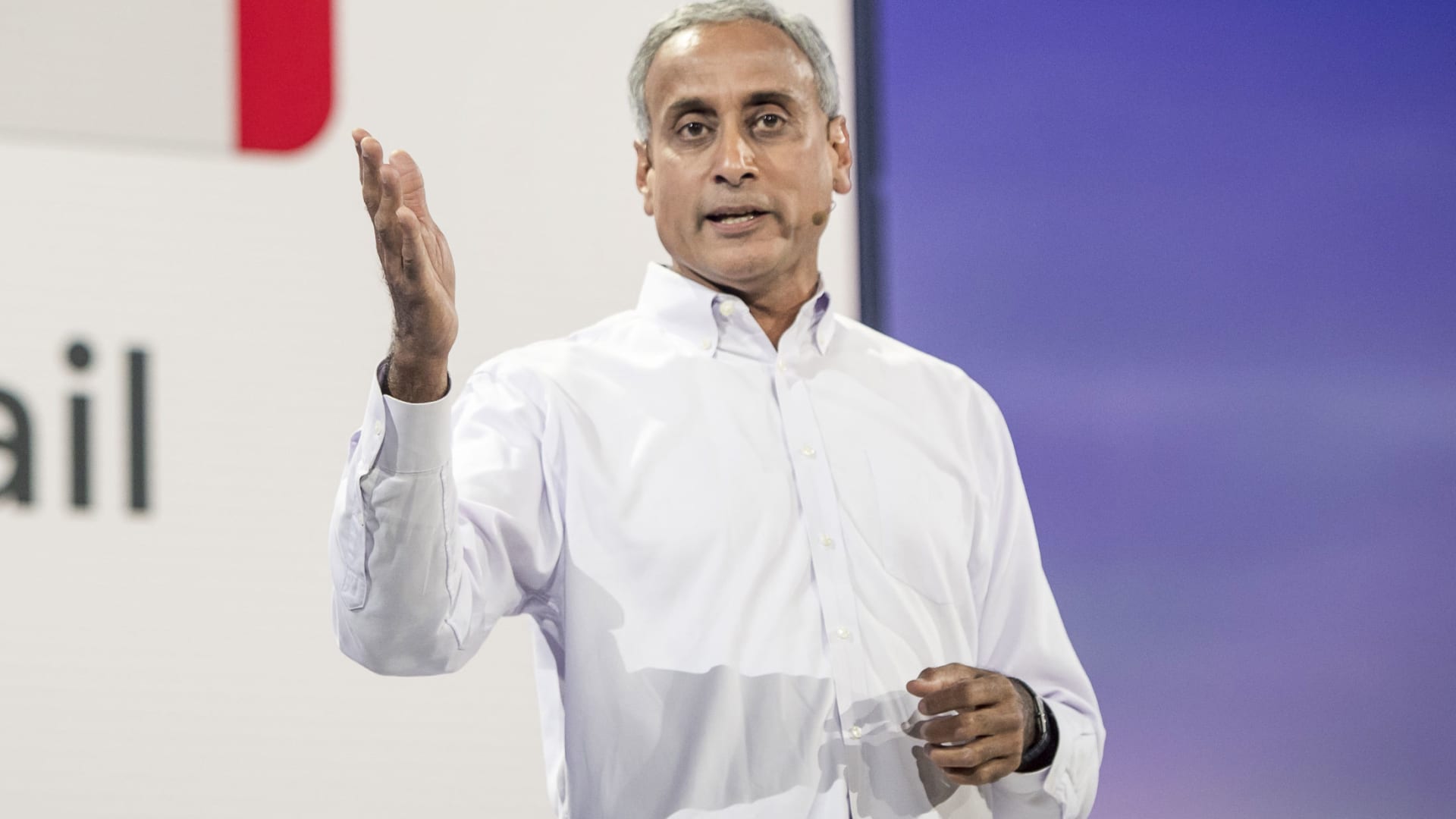 Prabhakar Raghavan, of Google Inc., speaks during the company's Cloud Next '18 event in San Francisco, California, July 24, 2018.