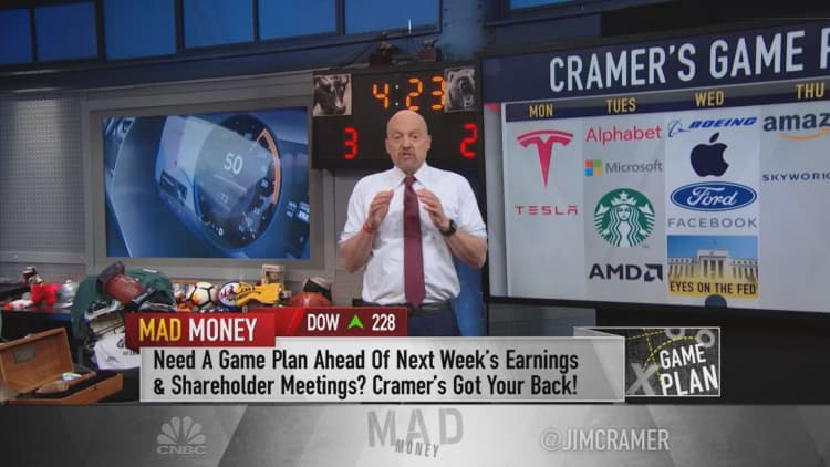 Cramer's week ahead: Tesla, Microsoft, Starbucks, Facebook and more earnings