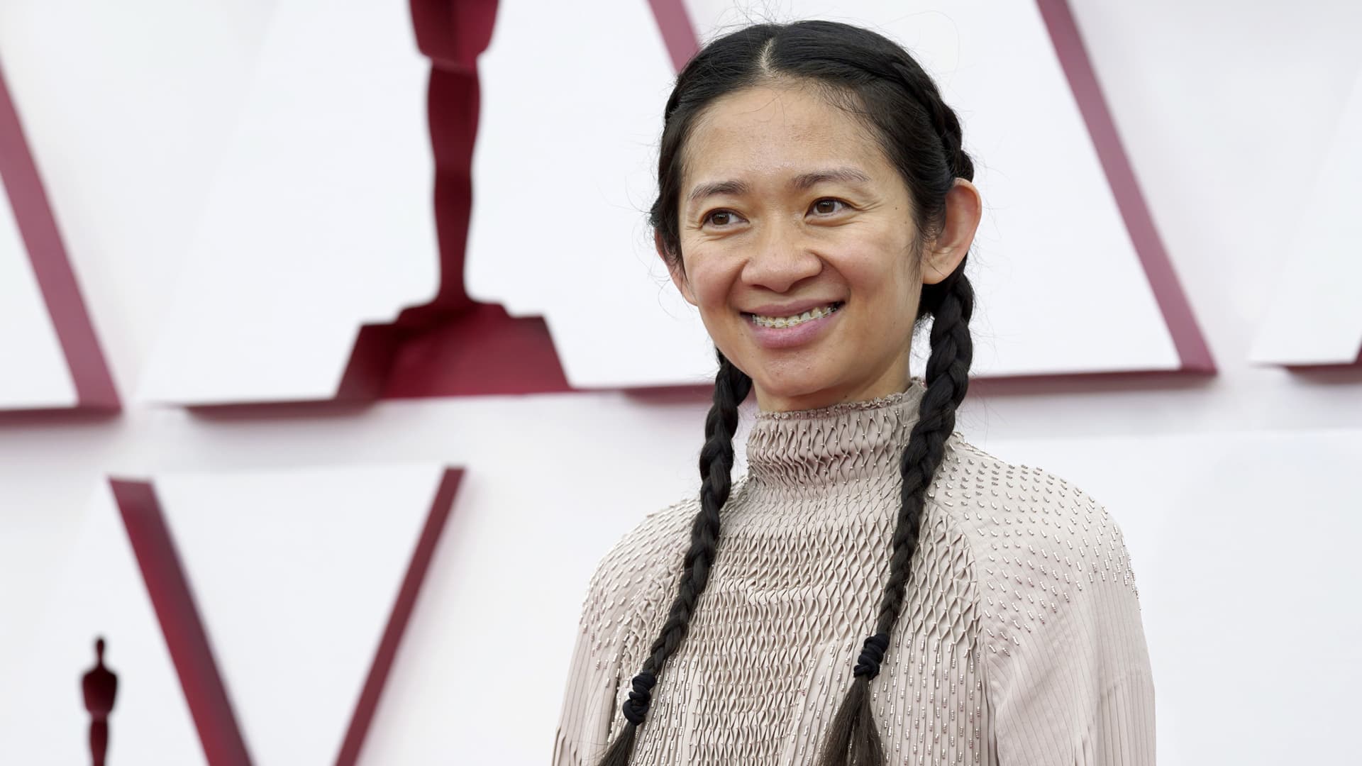 Chloe Zhao attends the 93rd Annual Academy Awards at Union Station on April 25, 2021 in Los Angeles, California.