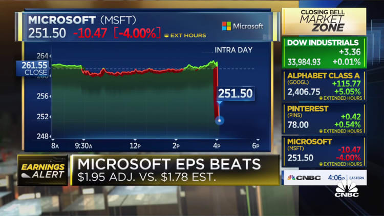 Microsoft reports beat on top and bottom line