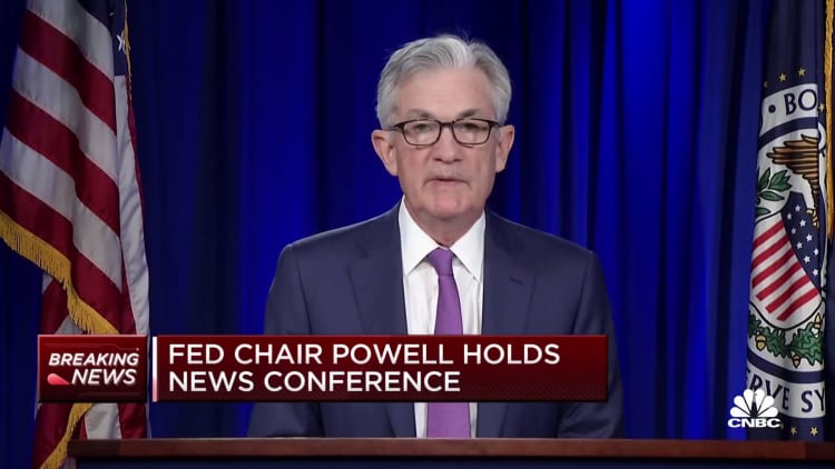 Federal Reserve chair Jerome Powell gives his opening remarks