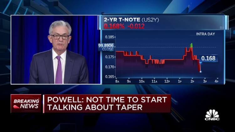 Not time to start talking about tapering asset purchases: Fed's Powell