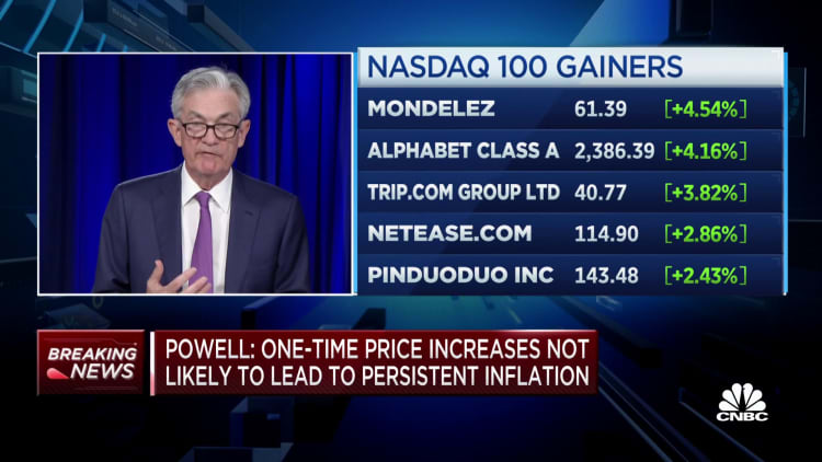 Powell: One-time price increases not likely to lead to persistent inflation