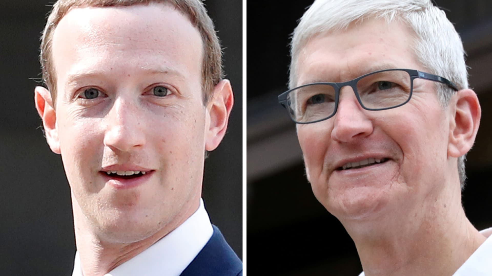 Facebook CEO, Mark Zuckerberg (L) and Apple CEO, Tim Cook