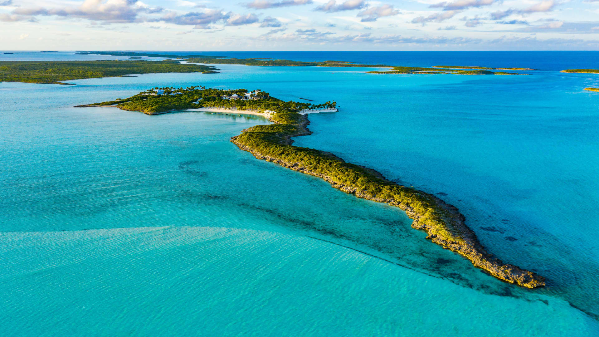 The area is also known as Goat Cay and is located in Exumas, Bahamas.