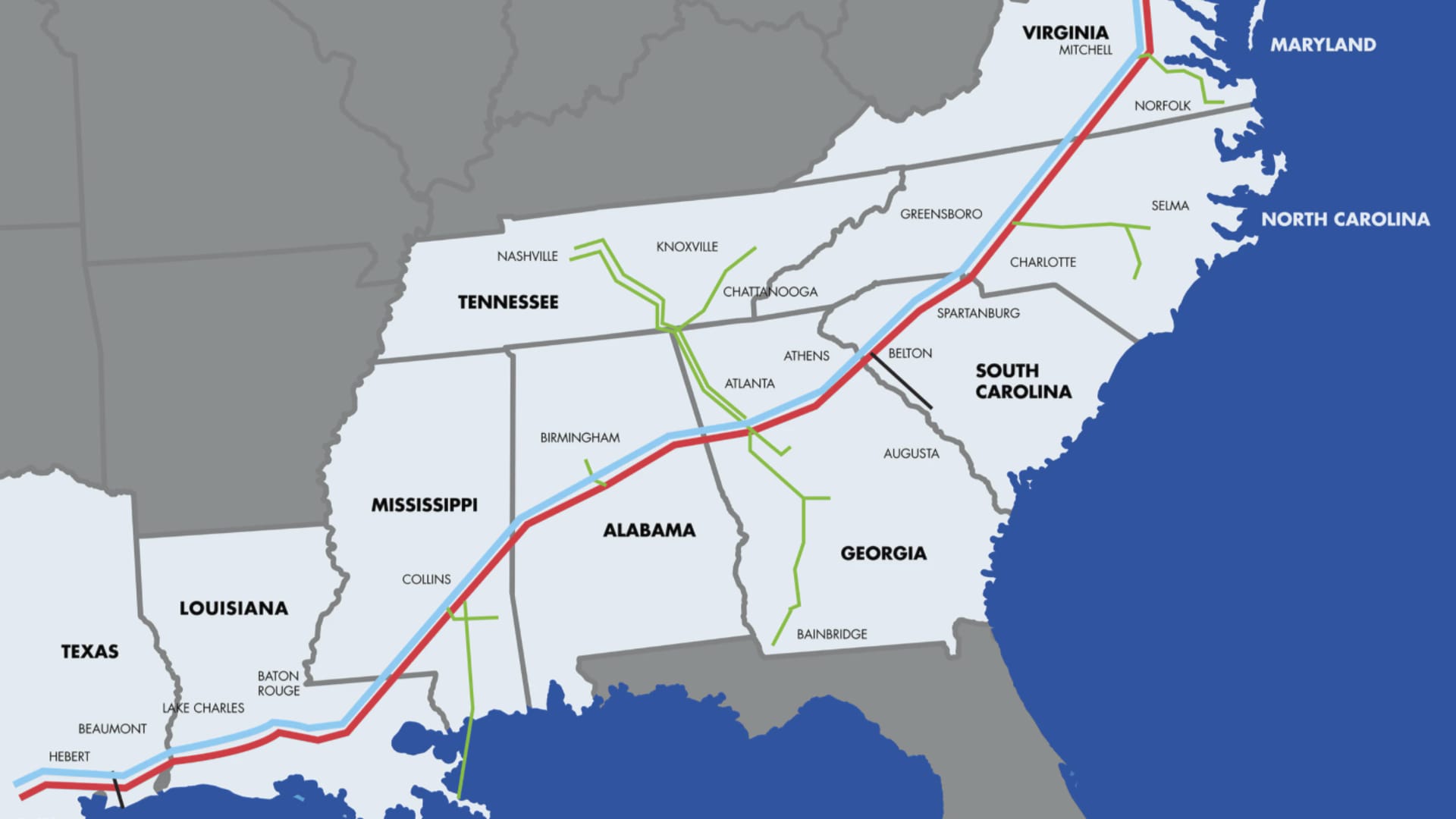 Colonial Pipelines systems map