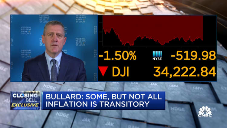 Some of the inflation is transitory, but not all of it, says Fed's Bullard