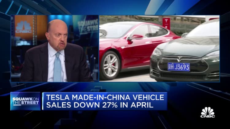 Cramer on sales of Tesla's made-in-China cars tumbling 27% in April