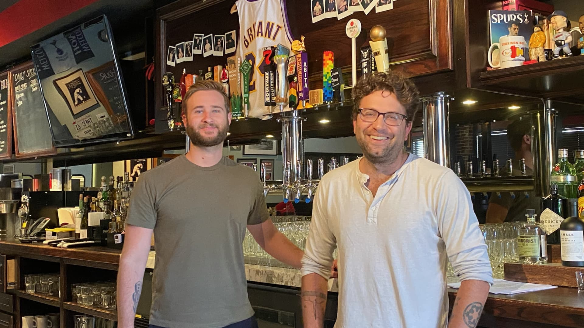 Steven Williams (L) and Matt Glassman (R) recently reopened The Greyhound Bar & Grill in Los Angeles, after being closed for over a year.