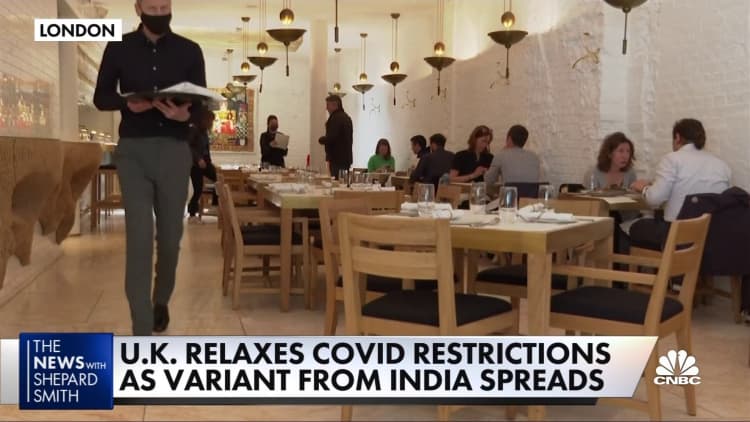 U.K. relaxes Covid restrictions as India variant spreads