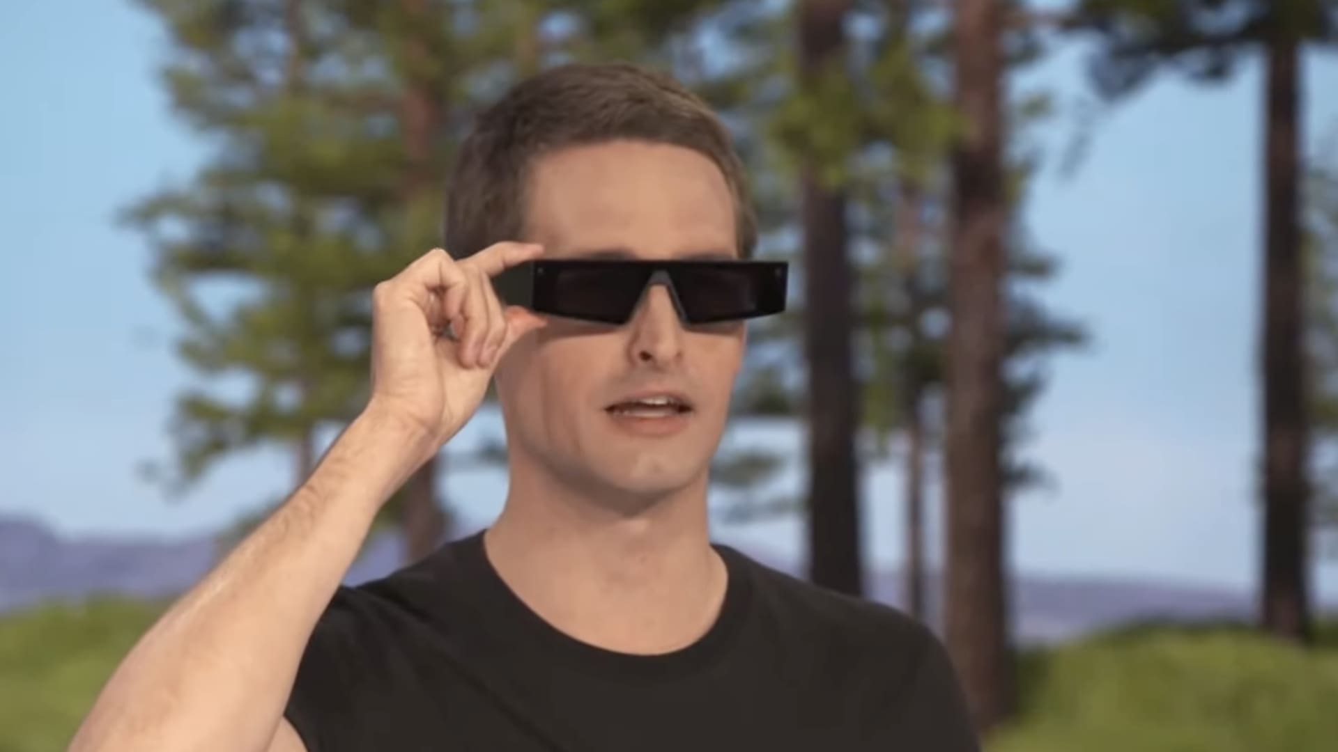Evan Spiegel, CEO of Snap, announces new Spectacles AR glasses that let you overlay digital objects on the real world.