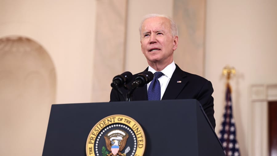U.S. President Joe Biden delivers remarks on the conflict in the Middle East from the White House on May 20, 2021 in Washington, DC.