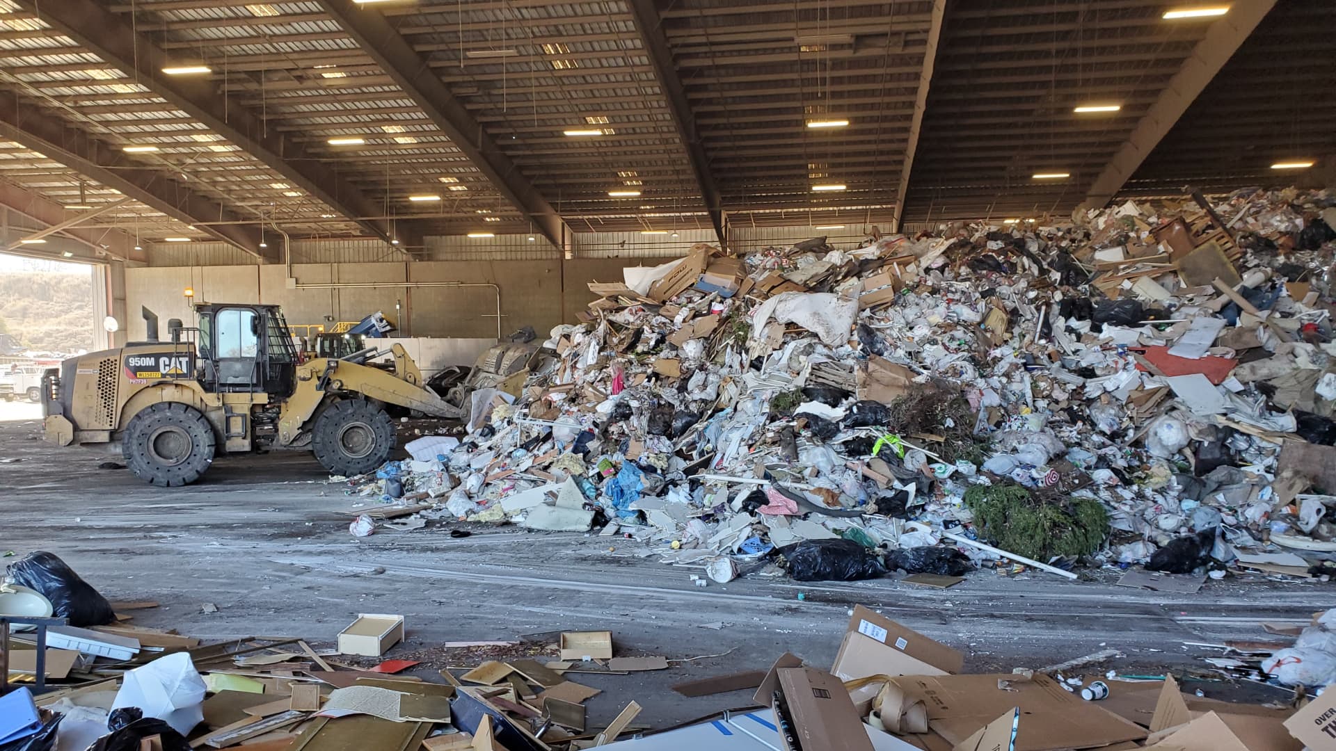Photograph of the inside of a garbage collection center in Vine Hill, California, December 8, 2020. (Photo by Smith Collection/Gado/Getty Images)
