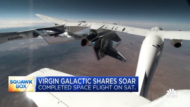Virgin Galactic shares soar after company completes first spaceflight in two years