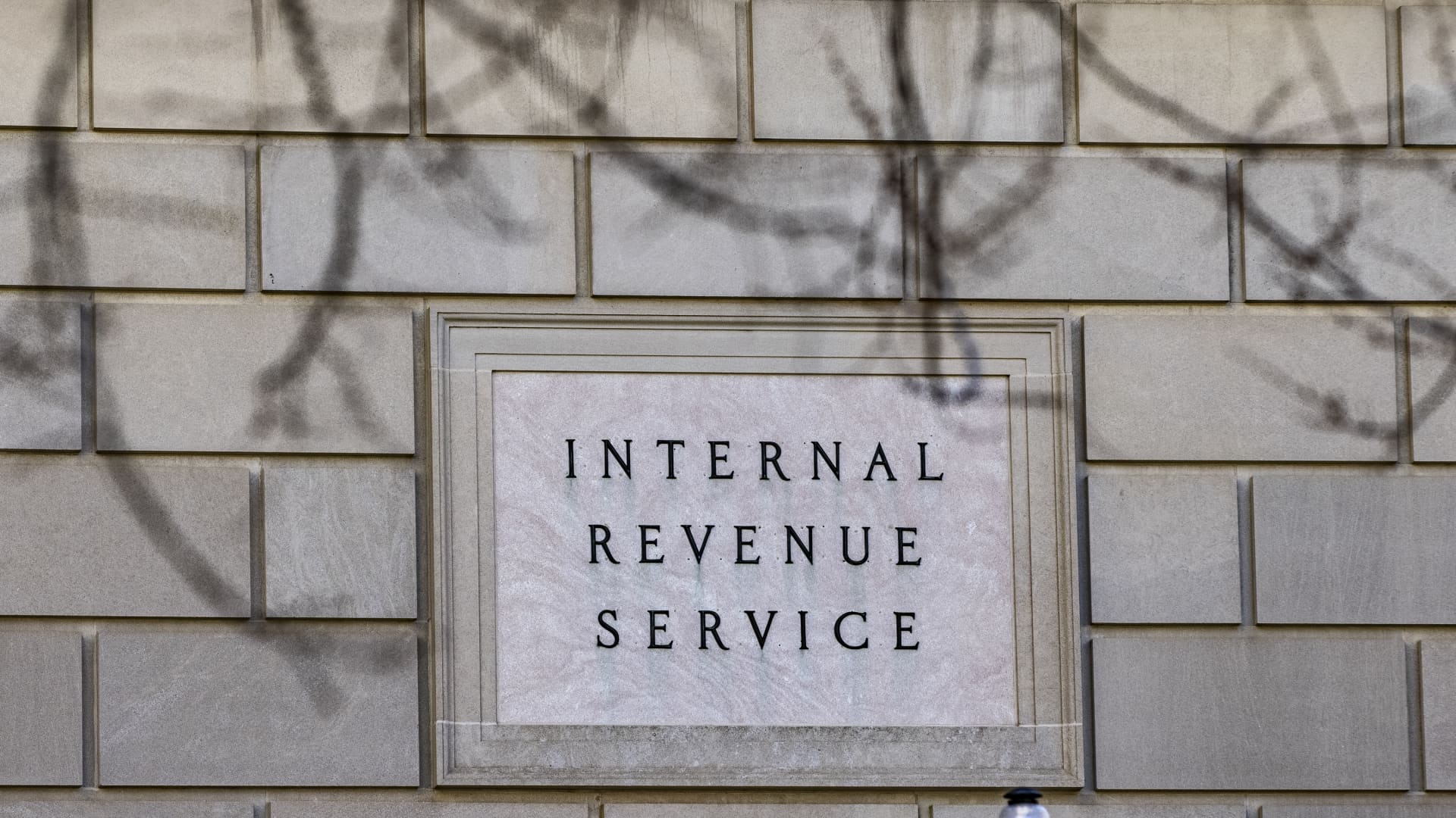 Signage outside the Internal Revenue Service (IRS) headquarters in Washington, D.C.
