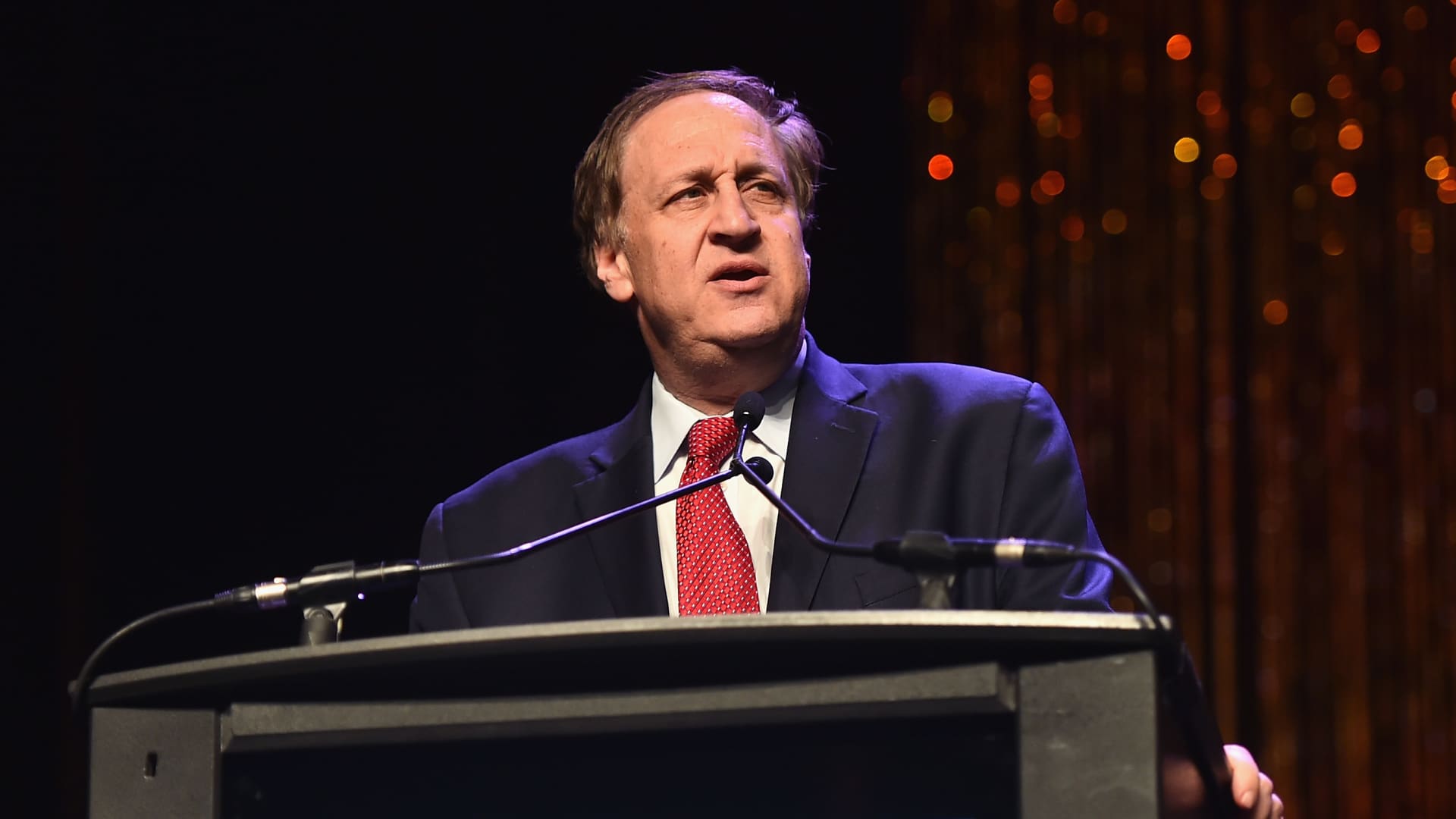 Chairman/CEO of AMC Entertainment Inc. Adam Aron speaks onstage during the 2018 Will Rogers Pioneer of the Year Dinner at Caesars Palace during CinemaCon, the official convention of the National Association of Theatre Owners, on April 25, 2018 in Las Vegas, Nevada.